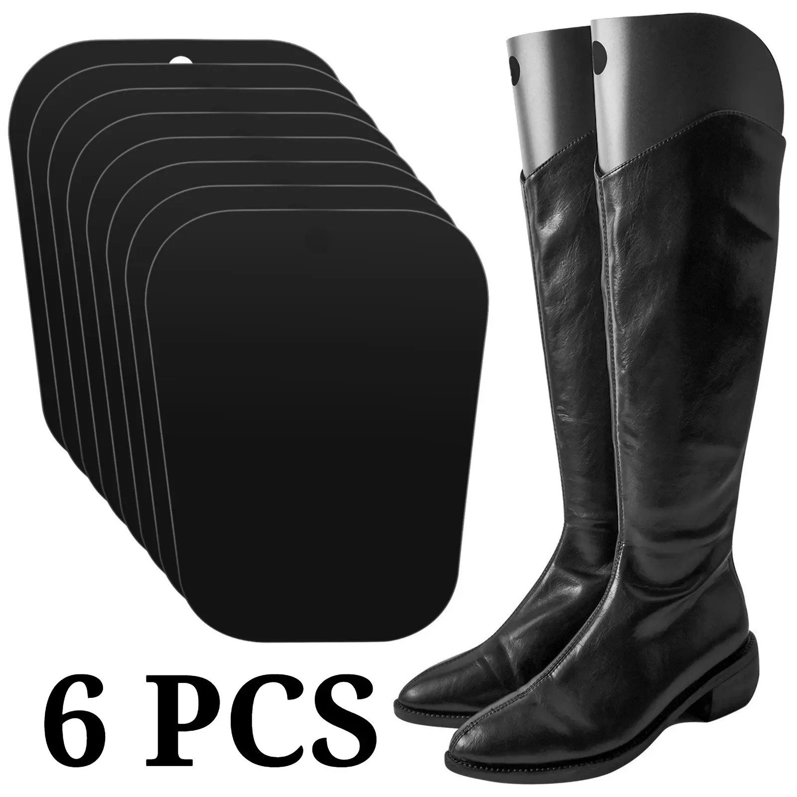 6-Pack Adjustable Boot Stretcher, High-Top Boot Support, Anti-Crease, Shape-Preserving, Elastic Over-Knee Insert, Reusable, Unisex