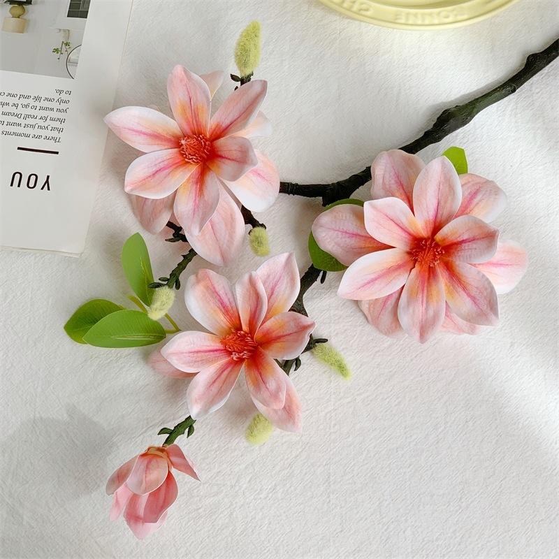 Luxurious Realistic New Chinese Style Magnolia Artificial Flowers, Zen Home & Hotel Decor Floral for Cross-Border