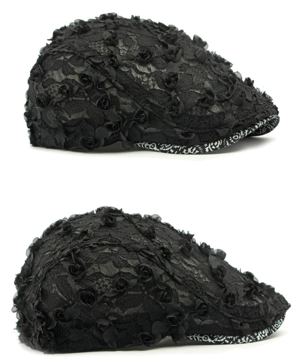 HT4784 Beret Cap Spring Summer Lace Mesh Cap Men Women Vintage Floral Artist Painter Beret Hat Male Female Ivy Flat Cap Berets