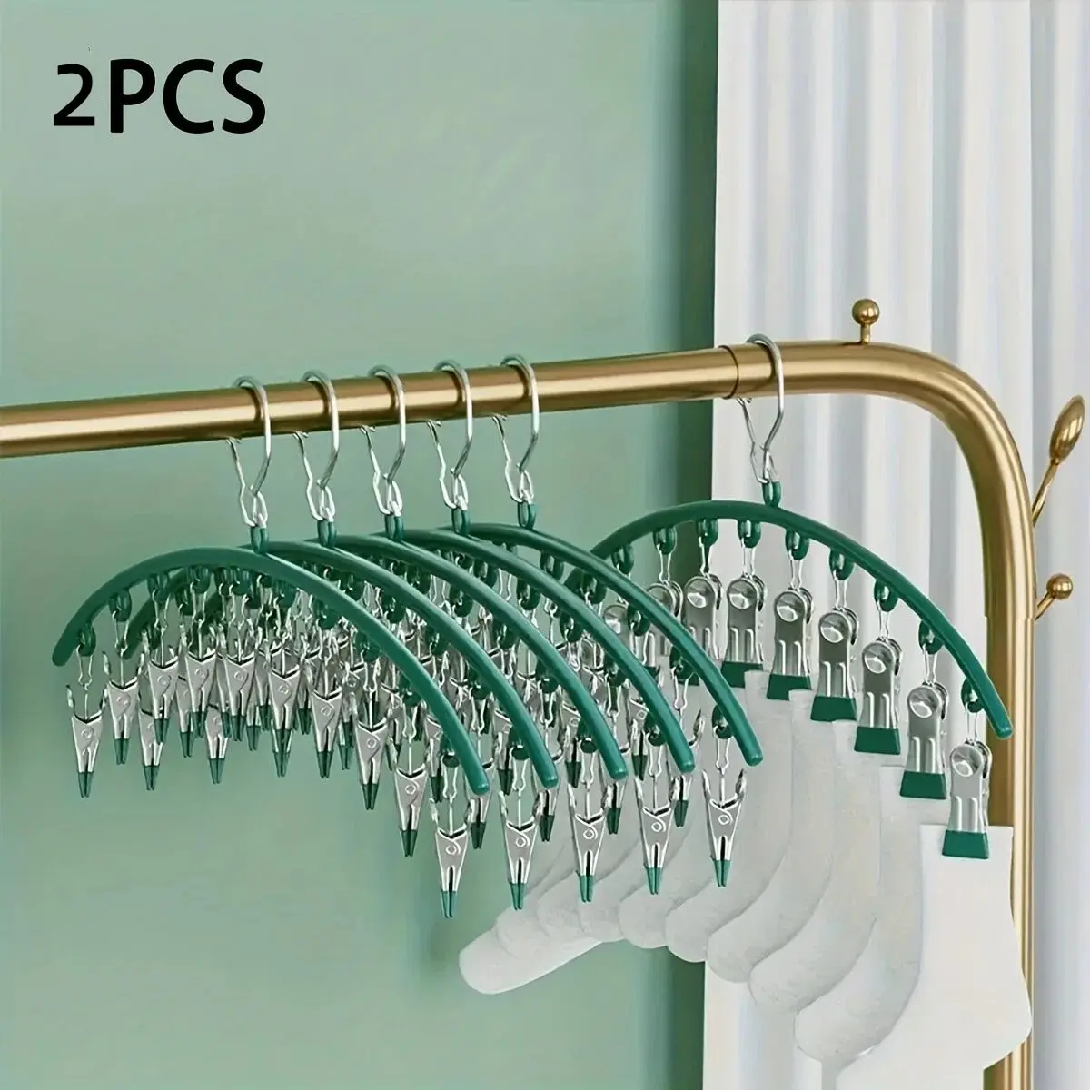 2/4 Piece Pants Clips, Closet Tight Fit Storage Rack, Metal Yoga Pant Hangers, Rubber Coated, 10 Clamps, Holds 20 Underwear, Space-Saving, Clothes Hanger Clips