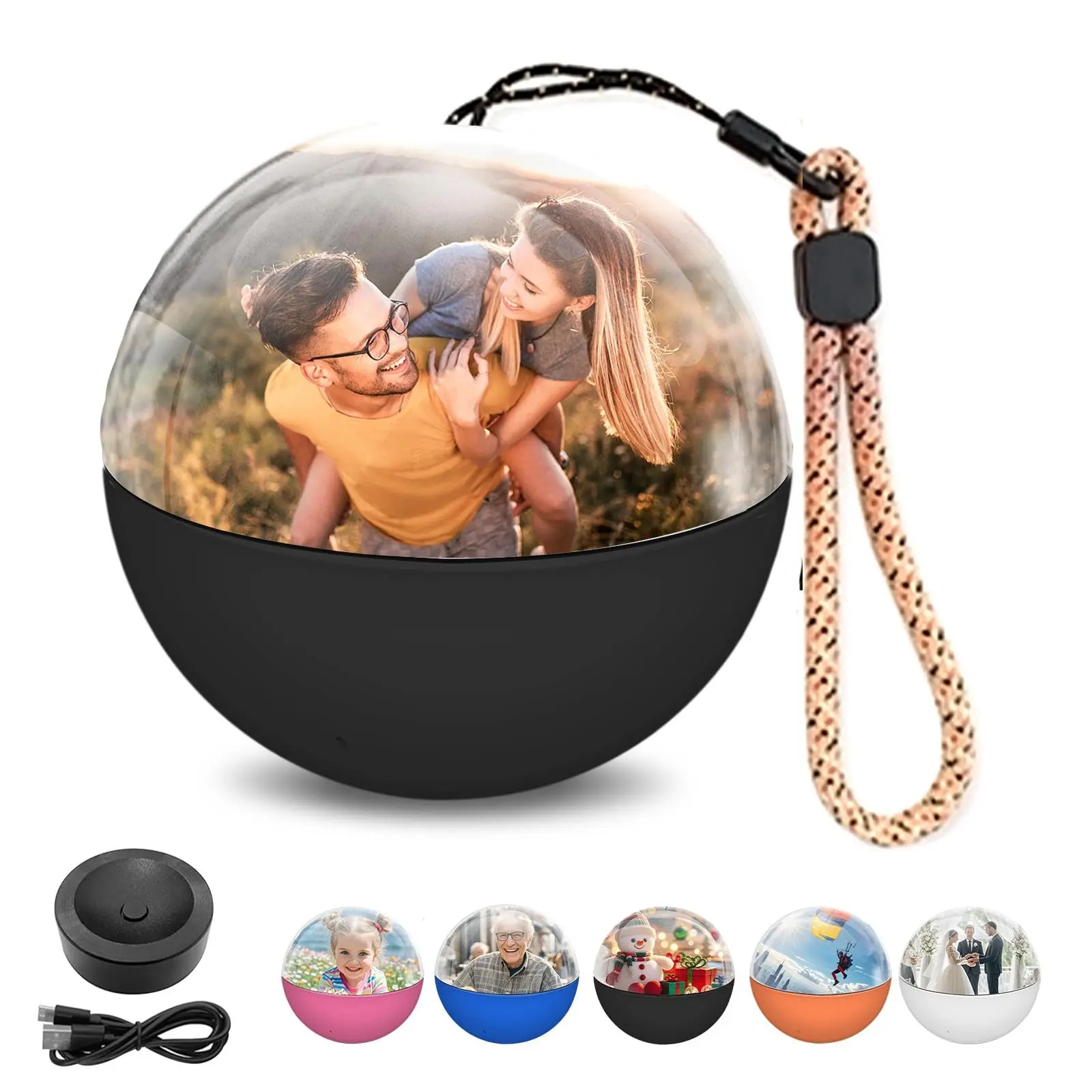 Memory Sphere Lamp, Crystal Ball Video Player 2.8" Memory Orbs Ornament 4GB Uploadable Videos & Photos, Personalized Unique Desk Night for Couples Friends Birthday Christmas