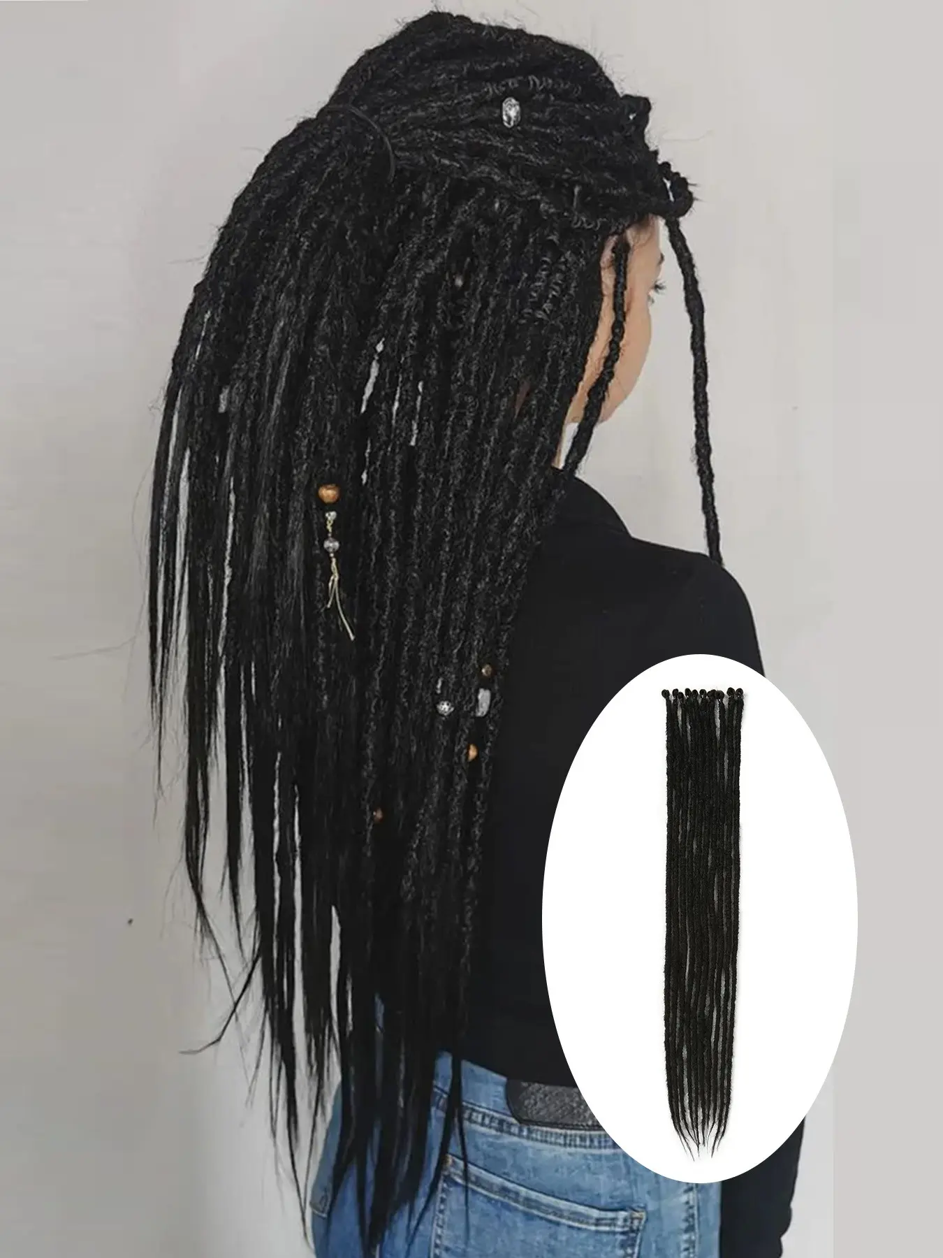 24 Inch Synthetic Dreadlock Extensions 10 Strands Hippie Boho Single Ended Dreads Ombre Blonde 0.6 cm Width Loc Extensions Reggae Style Crochet Hair Braided Design for Women Christmas New Year Carnival Music Festival