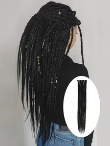 24 Inch Synthetic Dreadlock Extensions 10 Strands Hippie Boho Single Ended Dreads Ombre Blonde 0.6 cm Width Loc Extensions Reggae Style Crochet Hair for Women Christmas New Year Carnival Music Festival