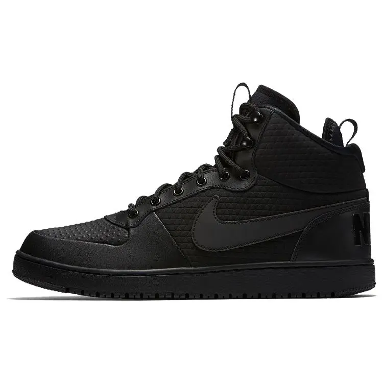 Nike Court Borough Mid Leather Casual Waterproof Cushioned Supportive Men's Sneakers in Black Verifiable, with credentials and supporting global authentication