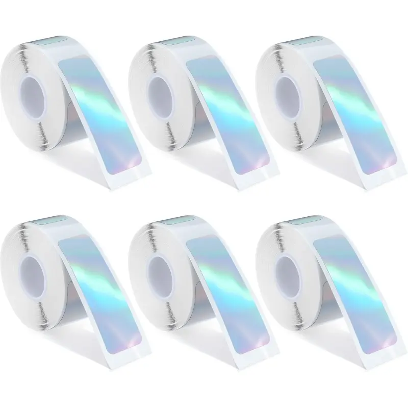 6 rolls of D30 label paper, 12mm x 40mm Phomemo D30 label maker tape, refill rolls for printing master labels, 160 rolls/roll for the Smart Mini Label Printer D30, suitable for office use, laser silver.