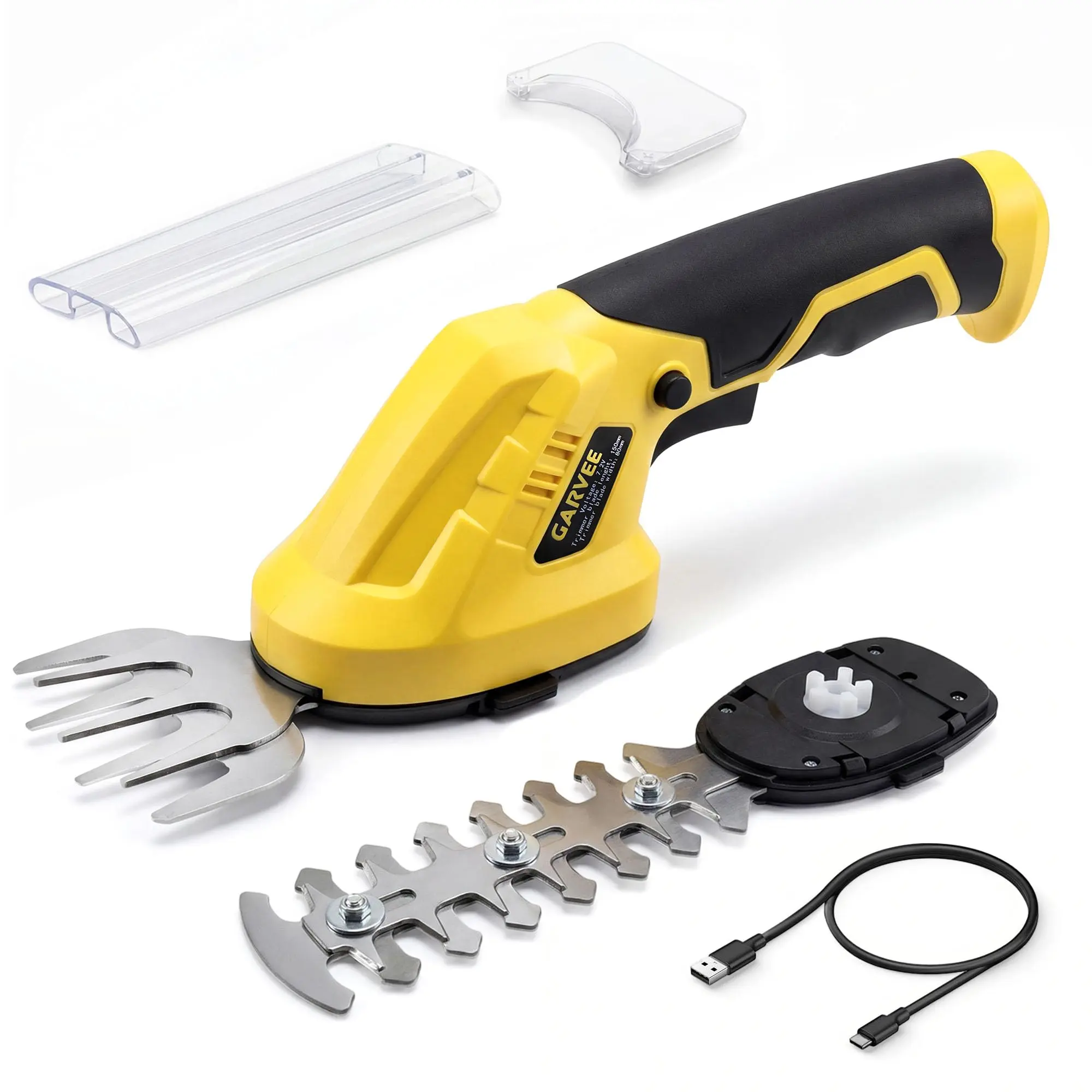 Cordless 2-in-1 Electric Grass Trimmer and Handheld Hedge Trimmer with Rechargeable Lithium-Ion Battery, Type-c Charging, Portable Wireless Garden Shear and Shrub Cutter