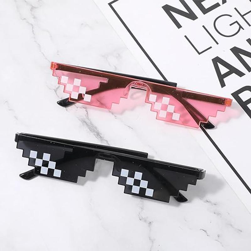 Party Sunglasses, 2 Pairs Of Mosaic Pixel Glasses, Party Dress Up Shades, Funny Unisex Photo Props for Women Men Kid, Party Supplies, Party Event Props