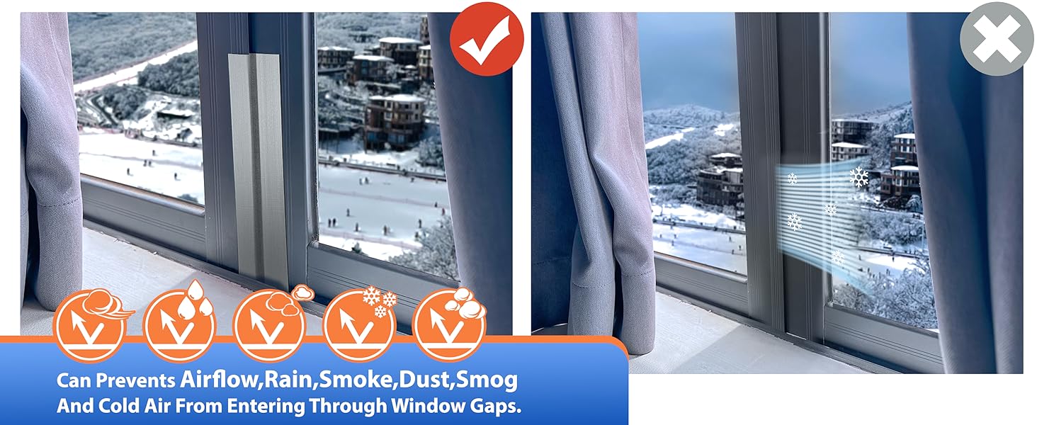 Silver Window Weather Sealing Tape,Window Draft Isolation Sealing Film Tape,Window AC Seal Air Conditioner Sealing Tape No Residue Waterproof Self Adhesive for Keep Out Cold Air Dust Rain 2IN X 65FT