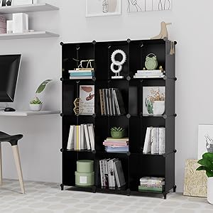6-Cube Storage Organizer, Closet Organizer Storage Cabinet Shelf Bookcase Bookshelf with Metal Hammer, Storage Cubes Organizer Cabinet for Kids, Closet, Bedroom, Bathroom(11.8x11.8x11.8 inch)Black