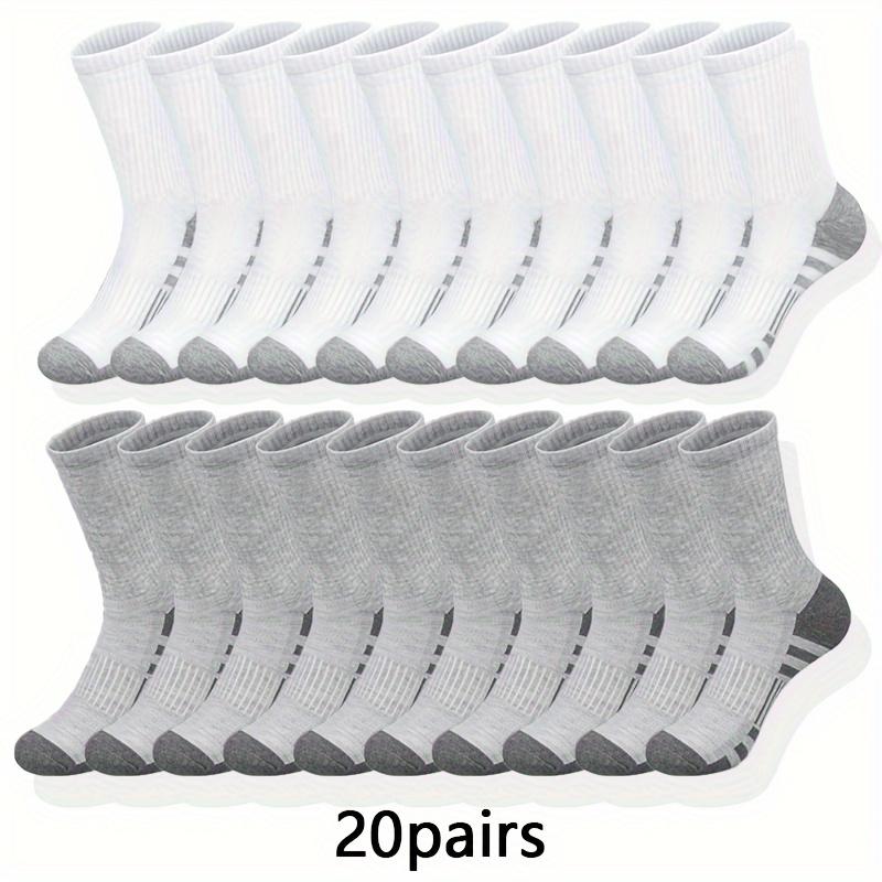 6/10/20/30 Pairs Men's Classic Solid Color Breathable Sweat Absorption Deodorant Casual Daily Outdoor Exercise Fitness Mid-calf Socks SpringStatements