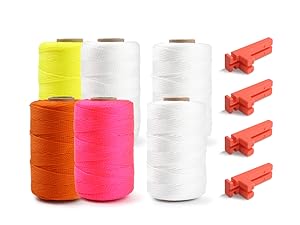 7200FT Line Nylon String#18 Braided Yellow - Construction String with Line Block for Plants Camping Gift Wrapping Masonry Projects
