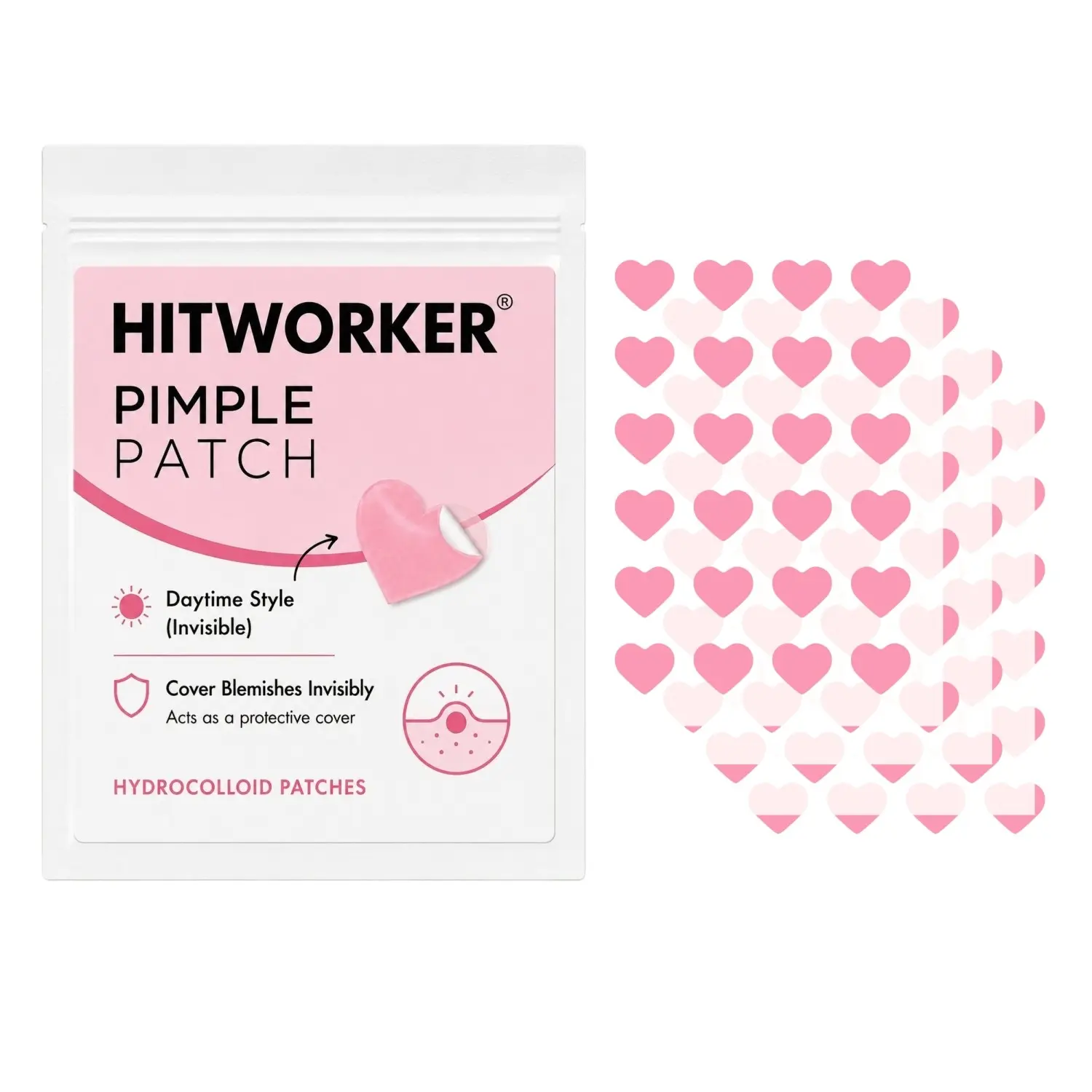 96pcs Heart-Shaped Pimple Patches, Hydrocolloid Blemish Covers, Thin Face Stickers for Daily Use, Skin Care Essentials