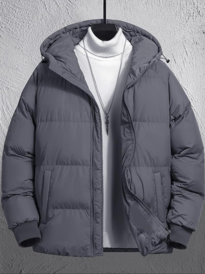 Men's Plain Pocket Zip Up Thick Warm Hooded Puffer Coat, Regular Fit Long Sleeve Padded Winter Coat, Menswear, Cold Weather Gear, Mens Clothing, Jackets for Men, Jackets, Men's Clothing Men's Plain Pocket Zip Up Thick Warm Hooded Puffer Coat, Regular Fit Long Sleeve Padded Winter Coat, Menswear, Cold Weather Gear, Mens Clothing, Jackets for Men, Jackets, Men's Clothing