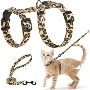 Escape Proof Cat Harness and Leash Set for Walking, Adjustable Soft Vest, Breathable Kitten Harness for Small & Medium Cats, Indoor & Outdoor Use