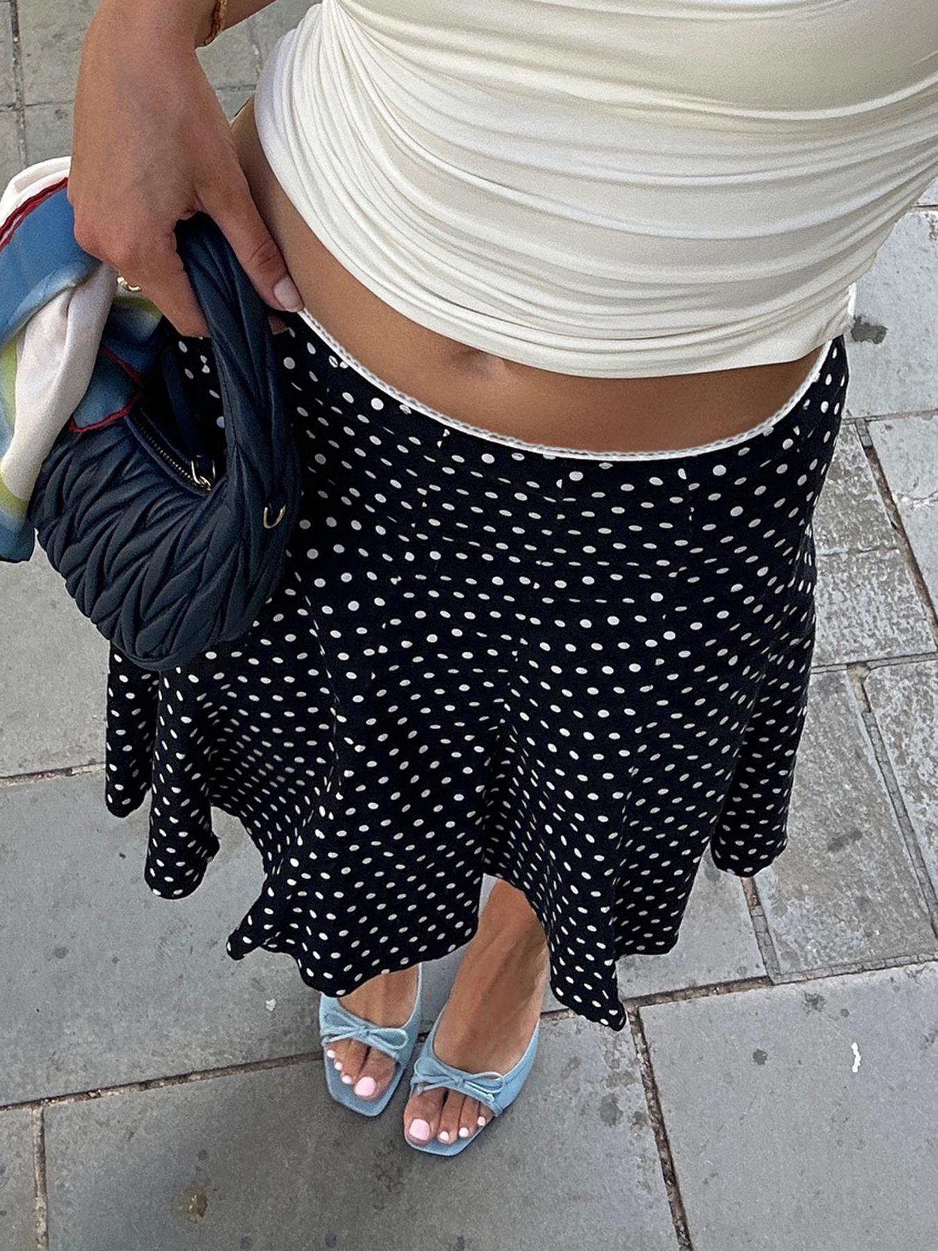 Women's Polka Dot Print   Skirt, Flowy Casual Skirt, Casual Fashion   Skirt for Daily Holiday Vacation Wear, Ladies Bottoms for Summer