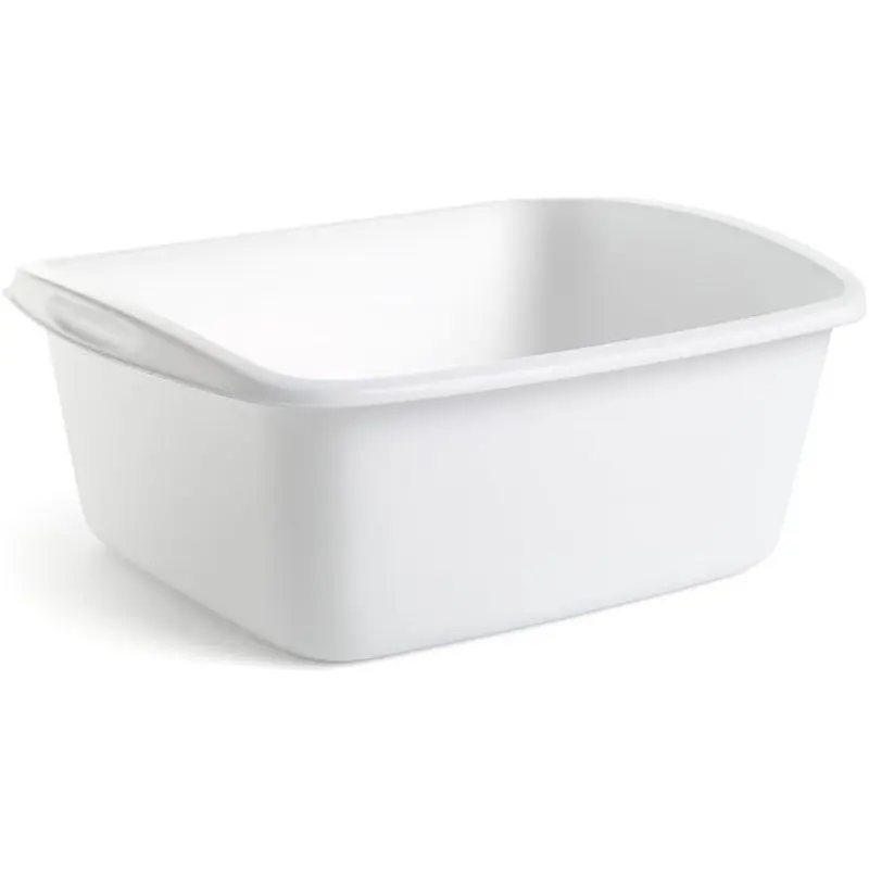 Heavy Duty Rectangular Plastic Wash Tub - 12 Qt White Household Items, Indoor Soak & Store Basin for Foot Soaking, Laundry Hand Washing