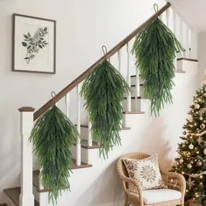 3-Pack 26.4-Inch Artificial Christmas Water Drop Wreath, New Year Decorative Vines, Pine Needle Door Ornament, Indoor Outdoor Home Decoration