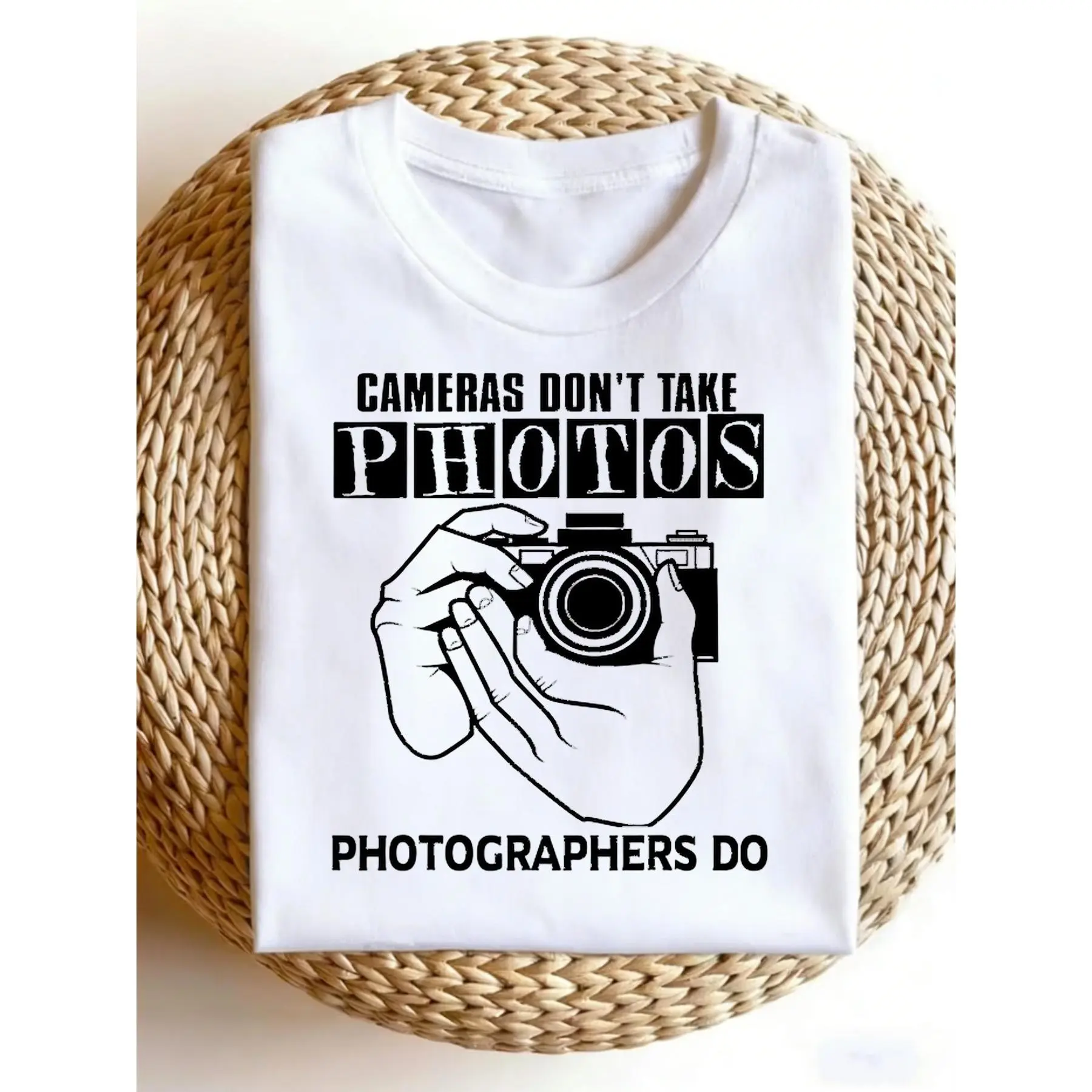 Men'S Premium 100% Vintage Photographer T Shirt The Camera Doesn'T Take Pictures The Photographer Does Design Featuring Camera And Film Prints Black Crew Neck Short Sleeve T Shirt Suitable