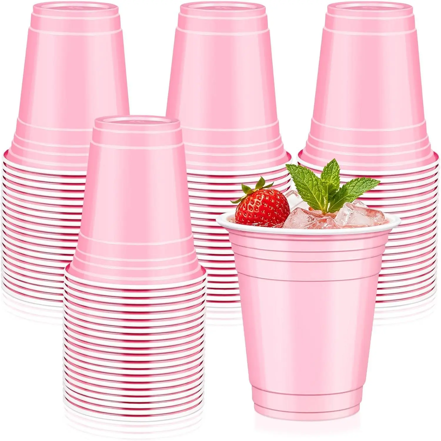 12oz Colorful Disposable Plastic Drinking Cups Set, 50-Count Light Bulk Cups for Party Colors Themed Gatherings, Thanksgiving, Weddings