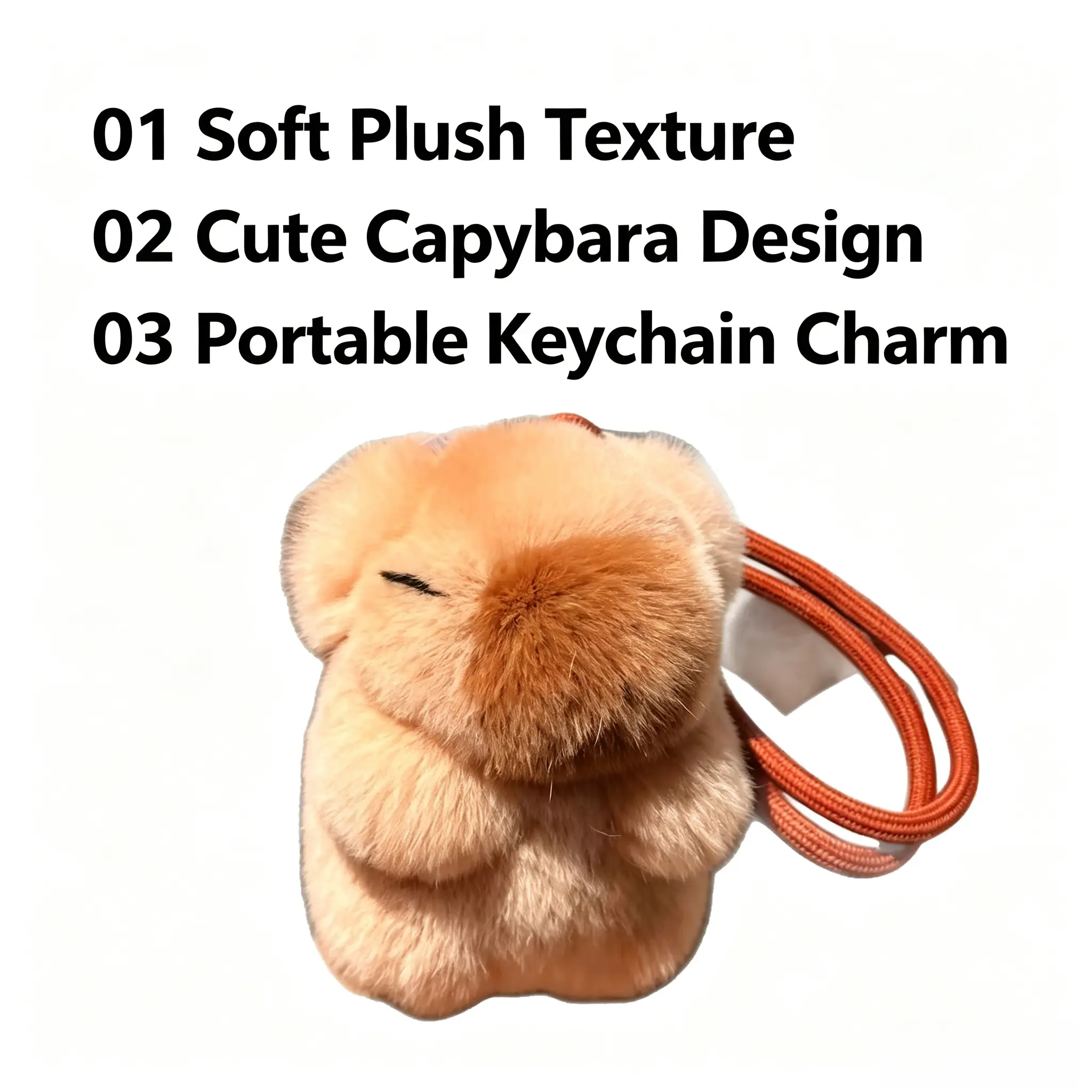 Kawaii Furry Capybara Plush Keyring, Soft Faux Fur Animal Pendant, Fashion Bag Decor Gift for Girls charm cute