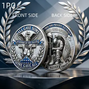 1PC Guardian Legacy Theme Collectible Medal 3D Relief Decorative Coin Memory Tribute Inspired Souvenir Gift For Collectors Veterans Families Friends Graduation Birthday Home Display Commemorative And Decorative Collectible