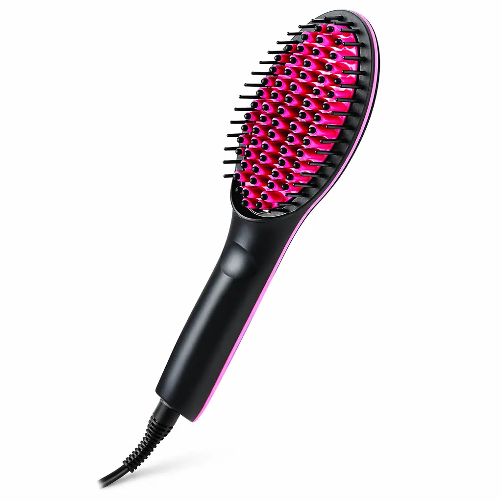 Simply Straight Ceramic Hair Straightening Brush - Black/Pink, Professional Beauty & Personal Care Hair Styling Appliance