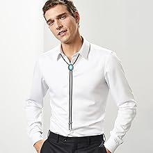 Milacolato Bolo Tie,Handmade Vintage Bolo Ties for Men Western Cowboy Leather Necktie with Natural Tiger Eye Stone Costume Accessories for Men Women 6Pcs