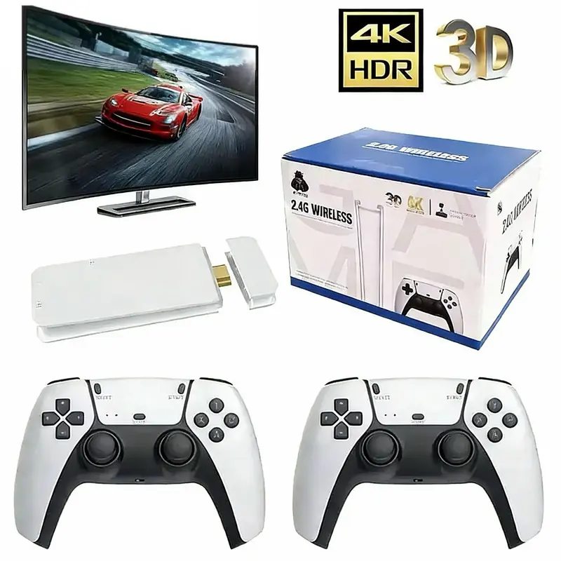 2026 Retro Game Console, over 200k Games, 19 Emulators, 2 Wireless Controllers, 4K Output, 64GB SD Card, Portable Gaming System, Game Console Stick