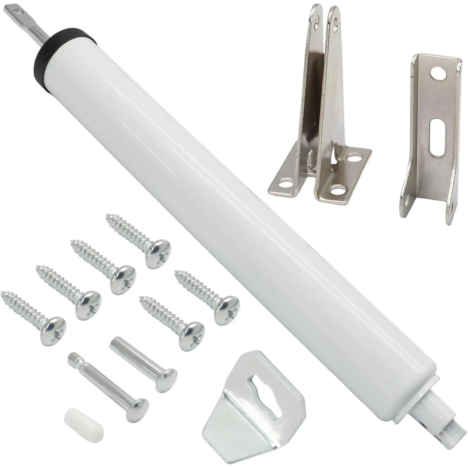 Adjustable Speed Control Pneumatic Door Closer Kit with Latch, Complete Screen Doors Hardware Repair Kit Including Metal Parts (White), Pneumatic Kit