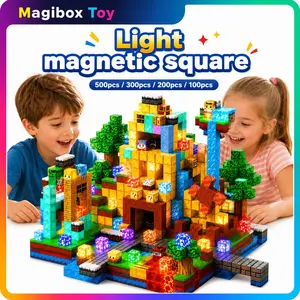 Light Up Magnetic Construction Building Blocks for Kids, Glowing Magnetic Building Cubes, Stem Sensory Toys for Ages 3+, Creative 3D Building Set Gift, DIY Building Model