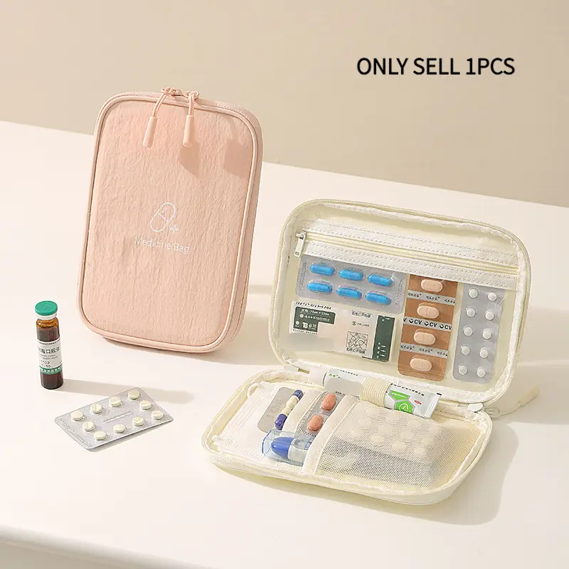 Portable small First Aid Pouch, Empty Travel Medicine Bag Pills Pocket for Travel School Home