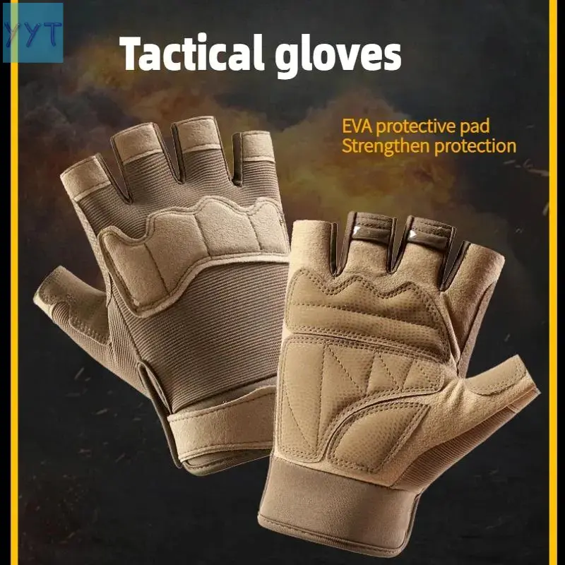YYT1  Tactical Half-Finger Outdoor Gloves Men, Allseason Wear-Resistant Breathable Protective Tactile Motorcycle-Inspired Gloves Mountaineering Cycling, Protective Gloves