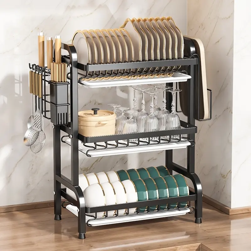 Stainless Steel Dish Drying Rack, 1 Count Multifunctional Bowl and Dish Storage Rack, Household Kitchen Storage Rack, Kitchen Organizer