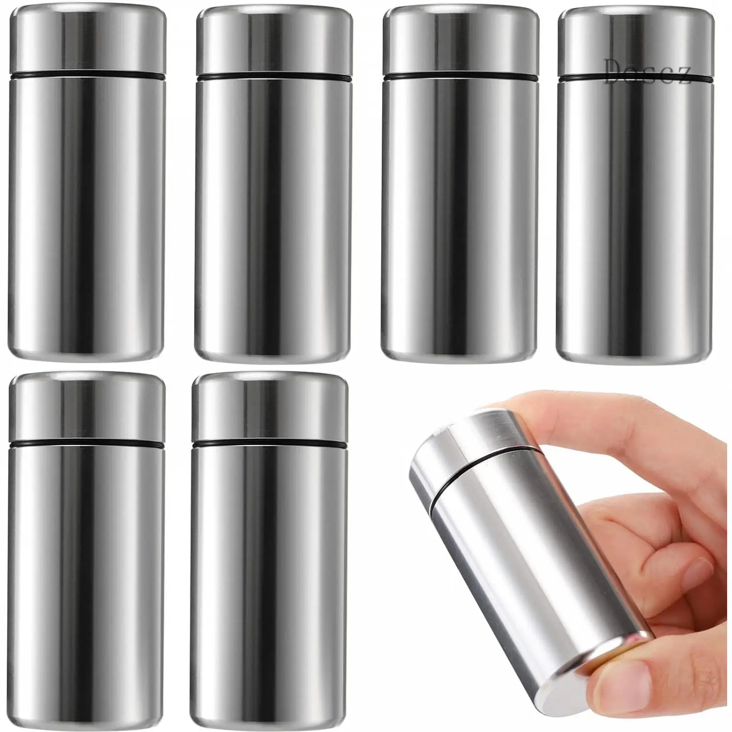 6-Pack Travel-Ready Small Storage Jars - 1.4oz Mini Metal Tins Pocket Bottles & Canisters for Spice Storage, Kitchen Preserving Utensils, Canister