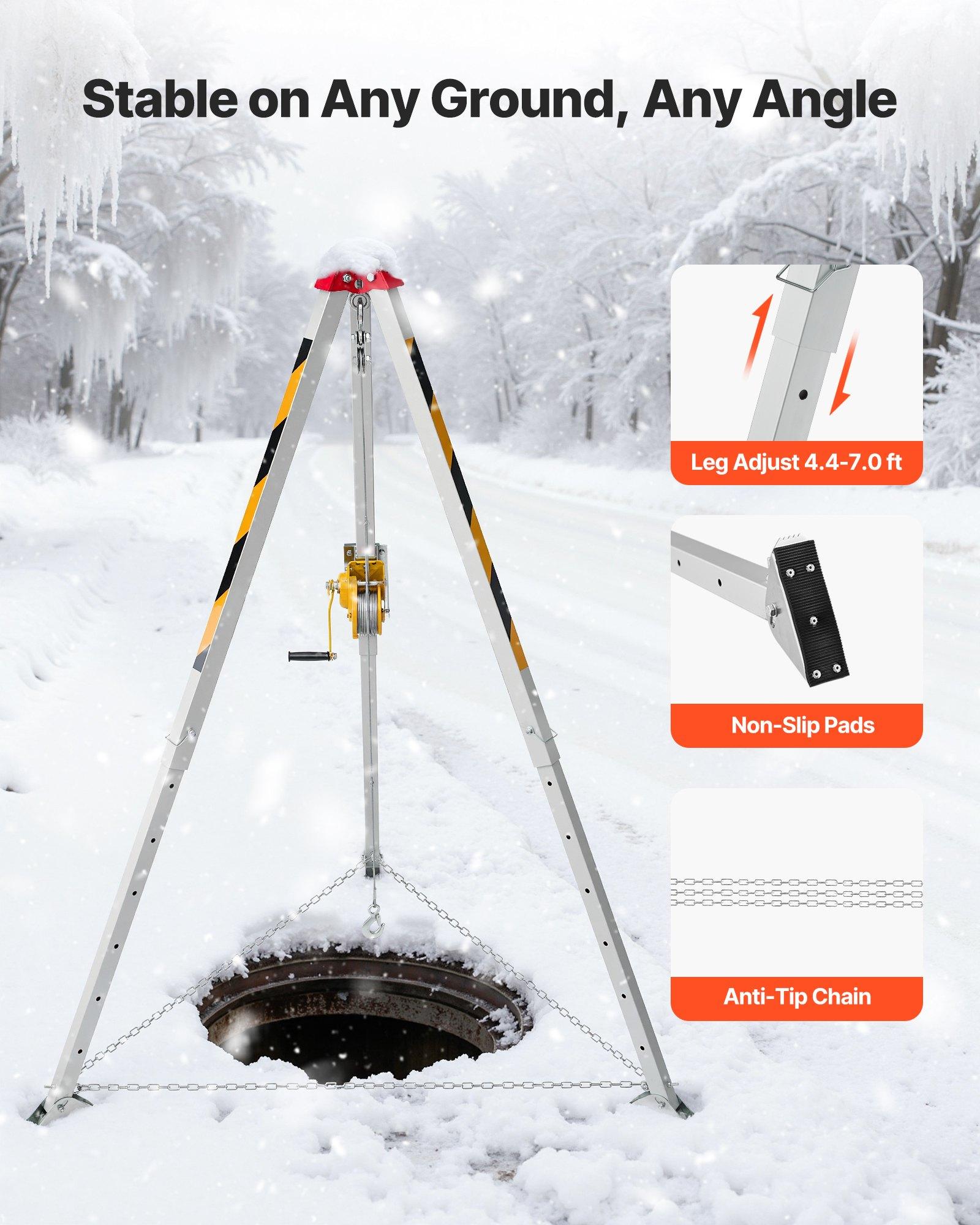 VEVOR Confined Space Tripod Kit, Heavy Duty Rescue Tripod Lifting Hoist ...