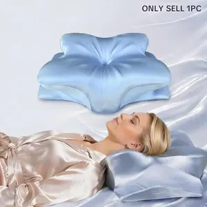 Silk Contoured Memory Foam Orthopedic Neck Pillow, Double-Sided Design with Soft Surface for Neck Support, Removable Breathable Pillowcase, Provides Hand Rest Area, for Side Sleepers, Stomach Sleepers #GLOBAL PICKS