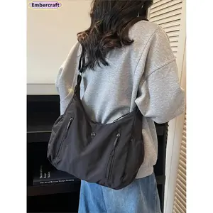 Women's Trendy Minimalist Crossbody Tote Bag - Lightweight Everyday Shoulder Purse with Multiple Pockets, Versatile Armpit Work Bag for Women, Y2K Style Solid Color Fashion Casual Accessory, Crossbody Bags For Women