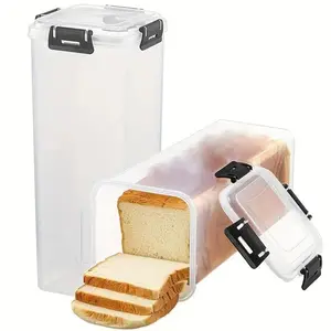 Plastic Bread Box with Flip Cover, Rectangular Storage Container, Reliable Sealing, Quick Lock Design, Keeps Bread Fresh & Organized