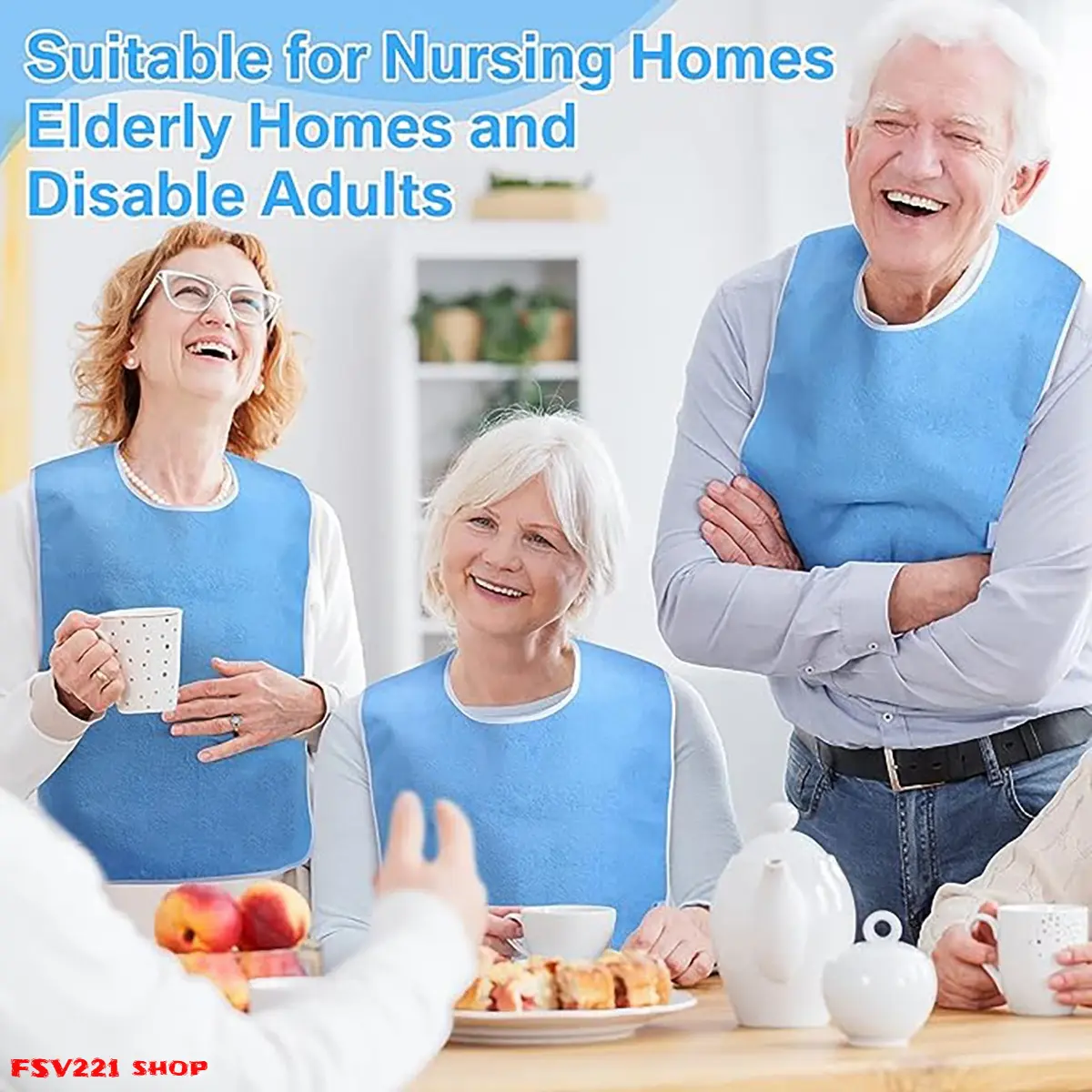 Reusable Adult Bib Waterproof Adult Bib with Crumb Pocket, Reusable Terry Cloth Bib, Adjustable for Elderly Dining Use - Ideal for Elderly Care, Disabled Adults, Mealtime Protection & Mess Prevention