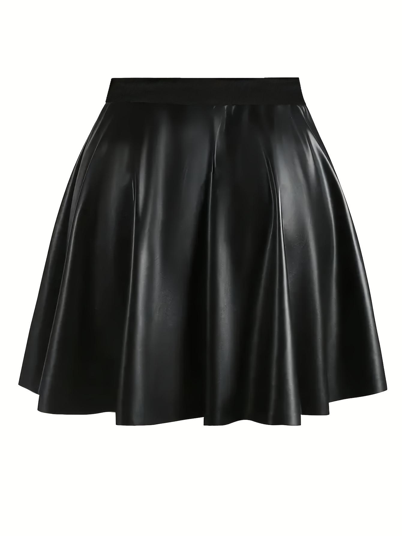 Elegant PU Leather Skirt, High Waist Slimming Pleated Design, Fashionable Women's Clothing for Fall & Winter Seasons