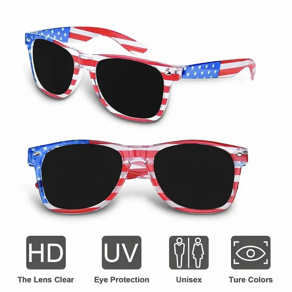 Retro Large American Flag Shutter Shades Sunglasses Unisex Adult UV Protection Eco Material Eyewear for Independence Day Patriot Party Props Decoration Indoor Sports Gathering