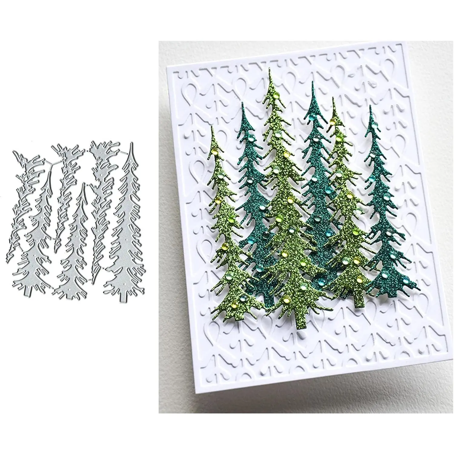 6 count Christmas DIY Narrow Pine Trees Metal  Cuts,Merry Christmas Tree Cedar  Dies Cut Stencils DIY Scrapbooking Decorative Embossing Paper Scrapbooking Card Making