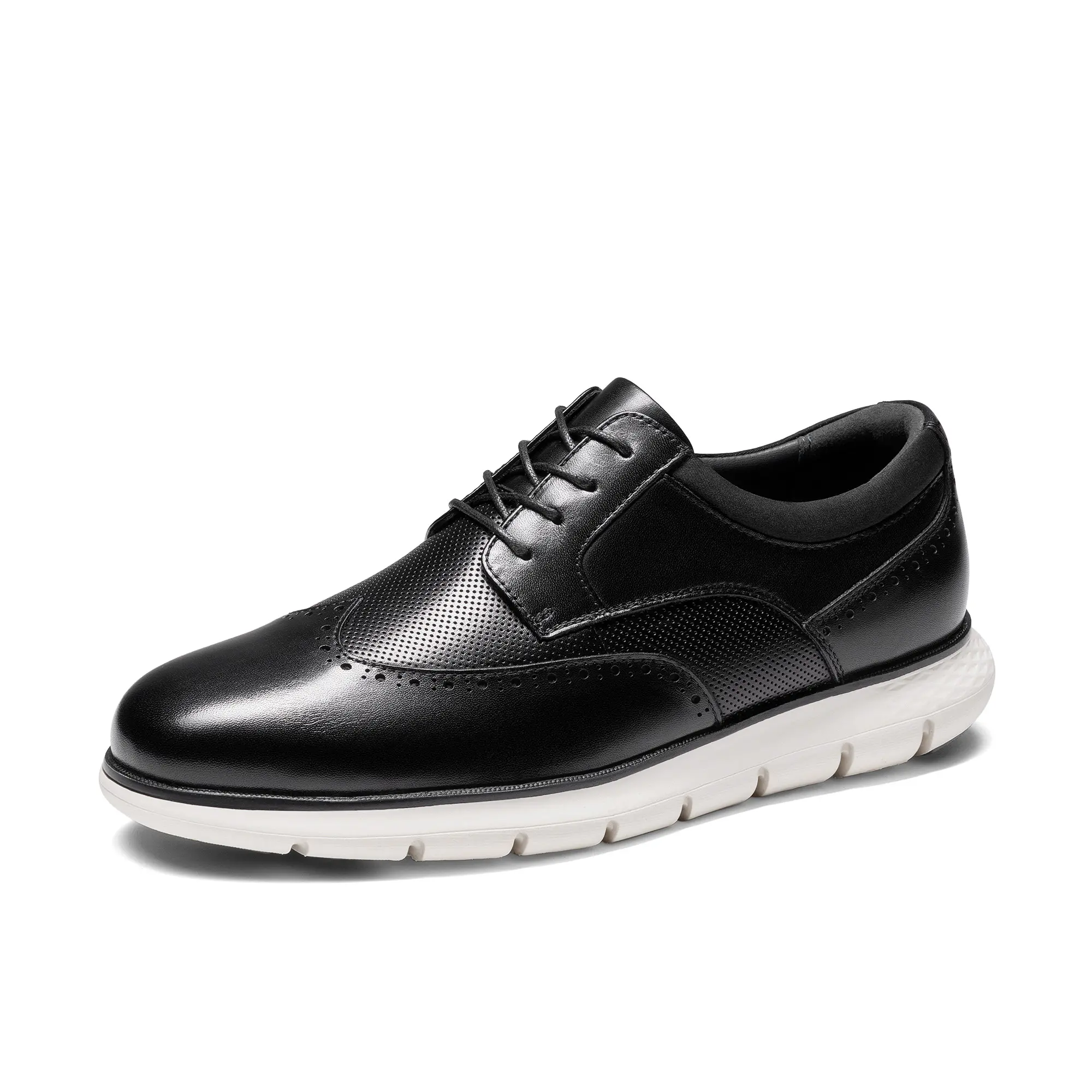 Bruno Marc Men's Leather Upper Winged Tip Lace-Up Casual Oxfords - Daily Wear, All-Day Comfort, Lightweight Cushioning Dress Sneakers