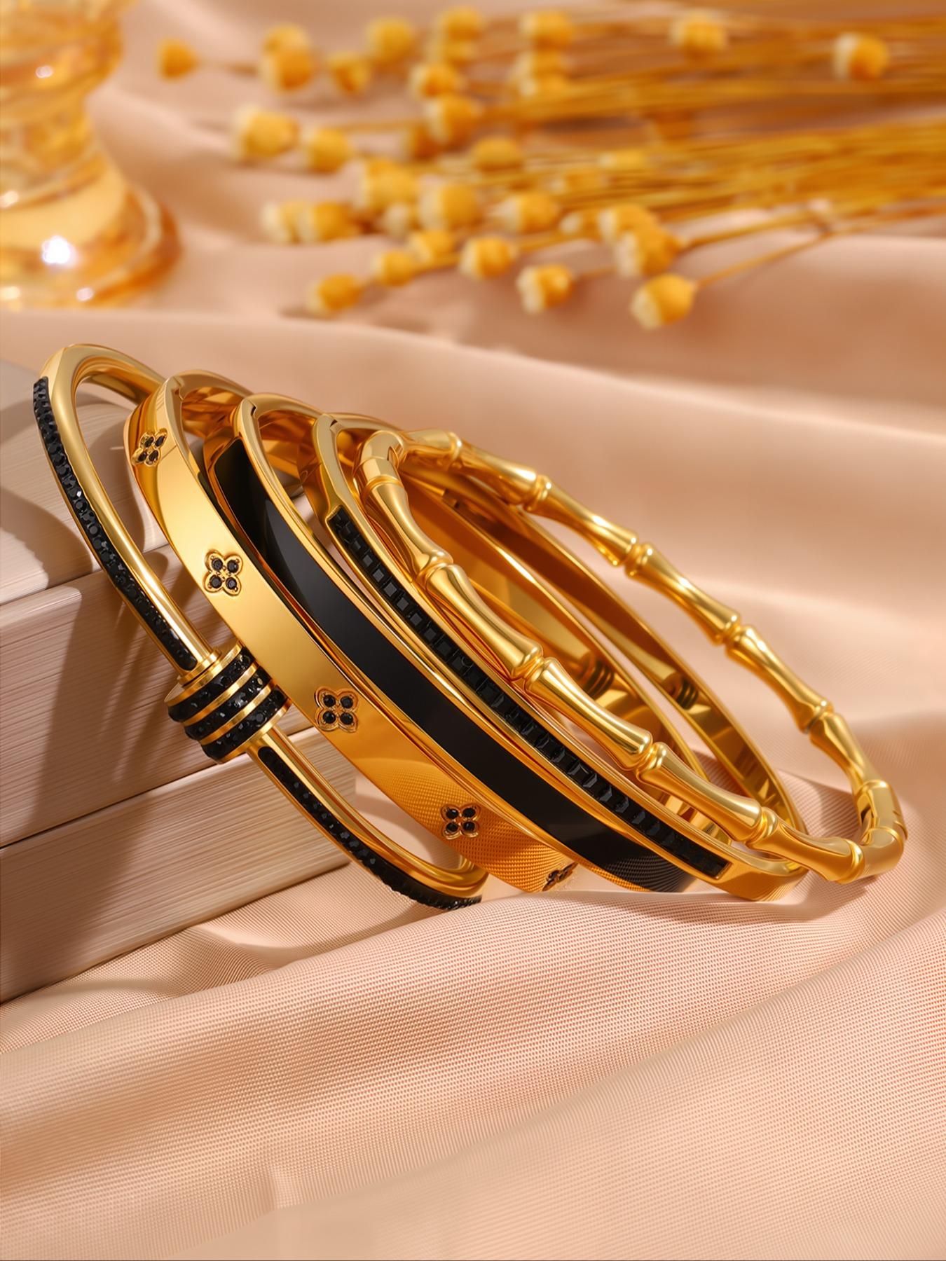 Elegant Fashion Bangle Bracelet Set, Stainless Steel Jewelry for Party, Daily Clothing Decor, Trendy All-match & Exquisite Jewelry for Birthday Gift, Bangles Bracelets Set