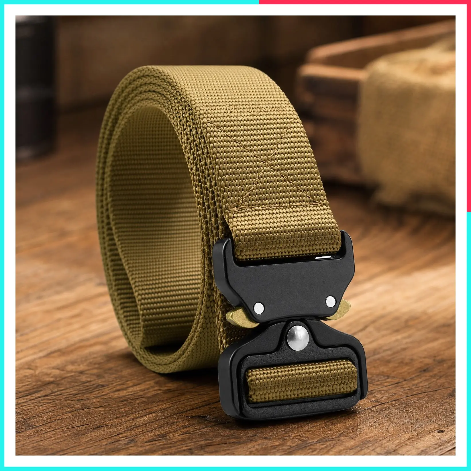 Tactical Belt for Men, Heavy-Duty Military Webbing Riggers Work Belt with Quick-Release Buckle