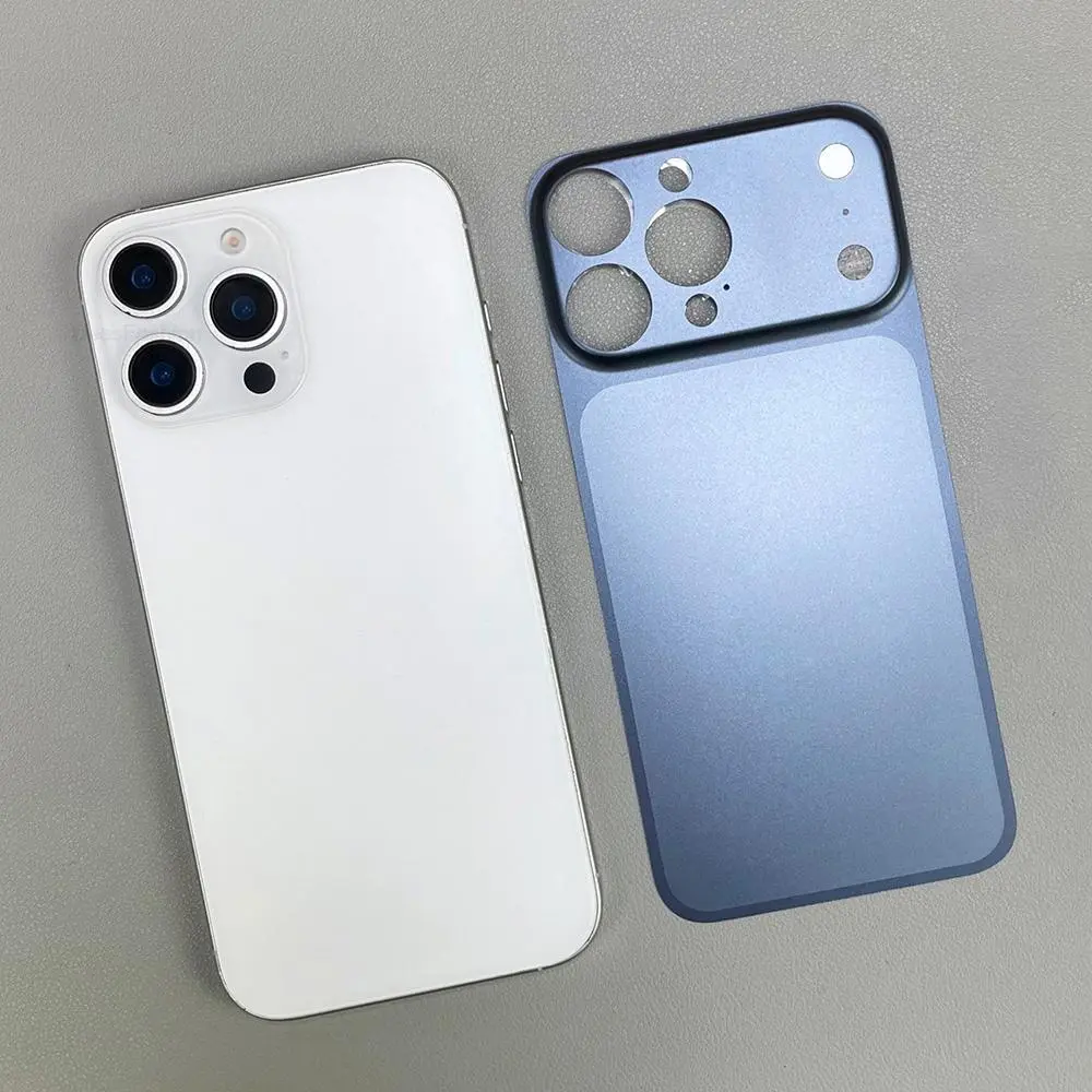 For iPhone 16 15 14 13 Pro Max Convert To 17 Pro Max Back Sticker Protection Cover With Fake Camera Lens Protector