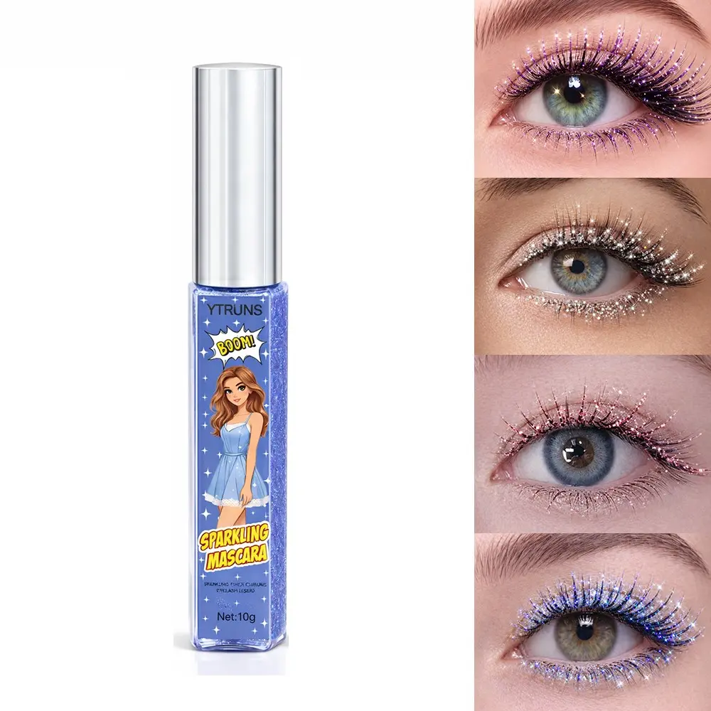 YTRUNS Glitter Diamond Mascara, Colorful Sparkle Lash Mascara, Waterproof Smudge Proof Formula, Lengthening Curling and Volumizing Eyelash Makeup, Long Lasting Shimmer Eye Look for Party, Festival, Stage, Night Club and Creative Makeup