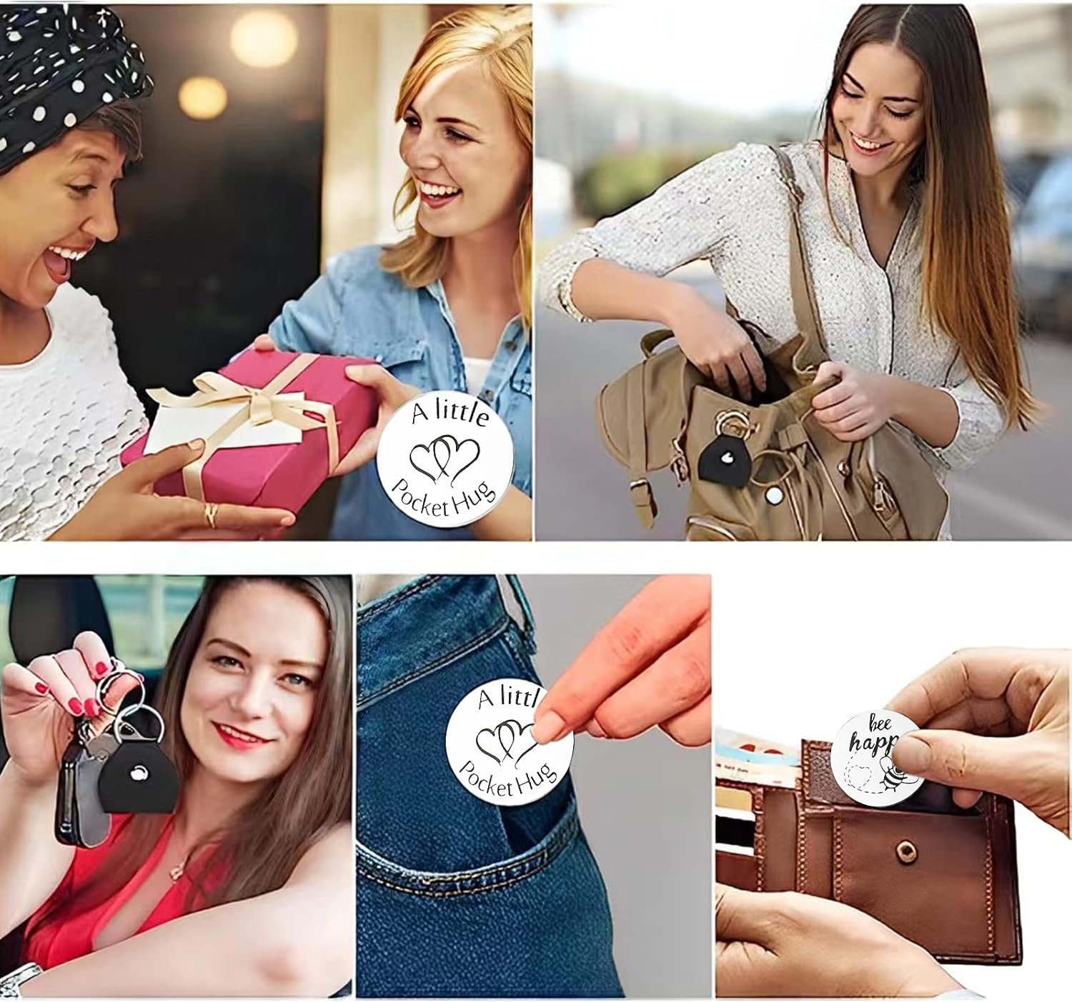 Unique Gifts for Women,Men,Friend,Family - Birthday, Christmas, Valentine's Day Gifts - Pocket Hug Token with Keychain
