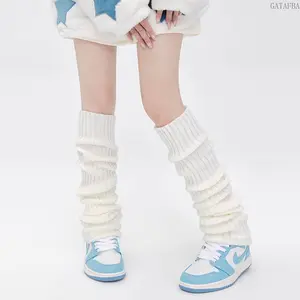 White Over-the-Knee Leg Warmers for Women, Long Slouch Socks, JK Calf Socks for Hot Girls, Autumn & Winter Wear