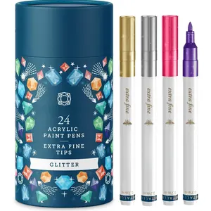 24 Glitter Markers -   Pens - Extra Fine Tip Markers Set. Art supplies for DIY Craft, Drawing, Ceramics, Coloring, Rock Painting, Calligraphy and Lettering